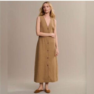 Sleeveless Tan Button-Down Mini Dress